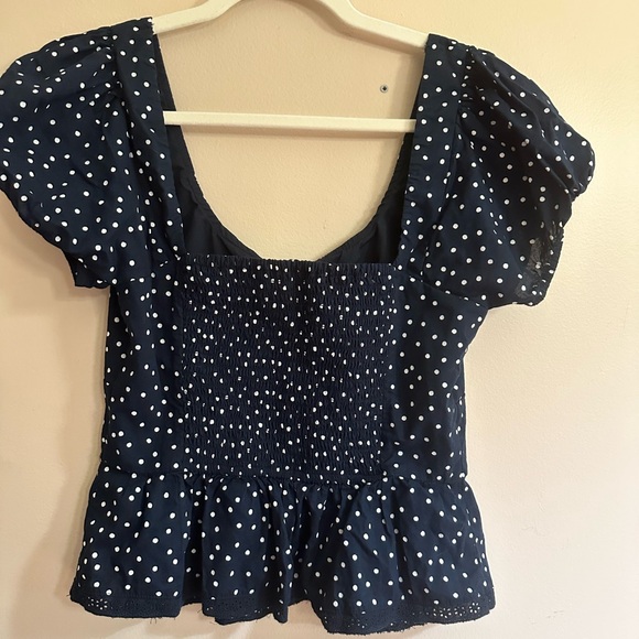 Hollister Navy Polka Dot Peplum Top - Picture 10 of 12